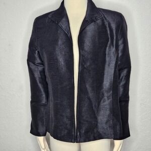 Anita Ford Thai Silk Jacket‎ Black Red Lined Artisan Formal Evening Blazer L